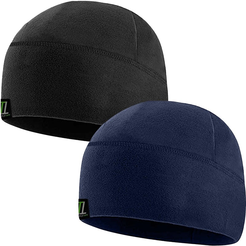 Temple Tape Tactical Fleece Watch Cap Beanie â€“ Skull Cap Fleece Hat - 2 Pack Black/Navy - One Size (Fits Most Heads) - Image 1
